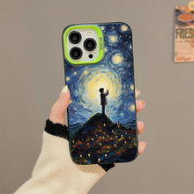 【BUY 4 ONLY PAY FOR 2】So Cool Case for iPhone with Unique Design, starry night Hard Back + Soft Frame with Independent Button Protective Case for iPhone -boy staring at the starry night