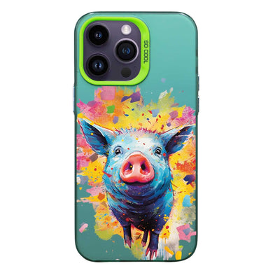 【BUY 4 ONLY PAY FOR 2】So Cool Case for iPhone with Unique Design, Watercolor Animal Hard Back + Soft Frame with Independent Button Protective Case for iPhone - Pig
