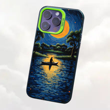 【BUY 4 ONLY PAY FOR 2】So Cool Case for iPhone with Unique Design, starry night Hard Back + Soft Frame with Independent Button Protective Case for iPhone -canoe in the water under the moon rural life impressionist