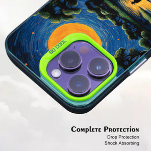 【BUY 4 ONLY PAY FOR 2】So Cool Case for iPhone with Unique Design, starry night Hard Back + Soft Frame with Independent Button Protective Case for iPhone -canoe in the water under the moon rural life impressionist