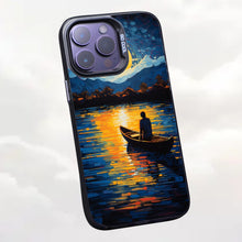 【BUY 4 ONLY PAY FOR 2】So Cool Case for iPhone with Unique Design, starry night Hard Back + Soft Frame with Independent Button Protective Case for iPhone -canoe in the water under the moon rural life impressionist2