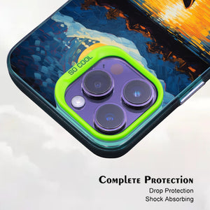 【BUY 4 ONLY PAY FOR 2】So Cool Case for iPhone with Unique Design, starry night Hard Back + Soft Frame with Independent Button Protective Case for iPhone -canoe in the water under the moon rural life impressionist2