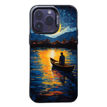 【BUY 4 ONLY PAY FOR 2】So Cool Case for iPhone with Unique Design, starry night Hard Back + Soft Frame with Independent Button Protective Case for iPhone -canoe in the water under the moon rural life impressionist2