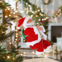 Electric Climbing Santa Claus Ladder with Parachute Christmas Tree Toy with LED Indoor Outdoor Christmas Holiday Decoration