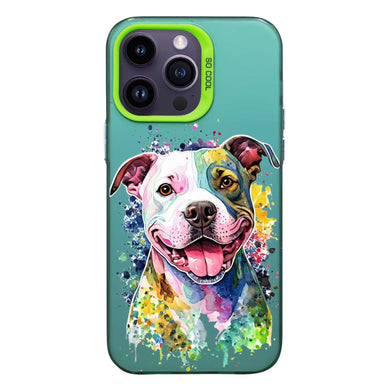 【BUY 4 ONLY PAY FOR 2】So Cool Case for iPhone with Unique Design, Watercolor Animal Hard Back + Soft Frame with Independent Button Protective Case for iPhone - Dog