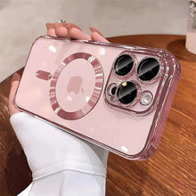 Luxury Metallic Edge Magnetic Phone Case, Raised Camera Protective Clear Case for iPhone,TPU Anti-Yellow Wireless Charging Back Cover HNSJK0036