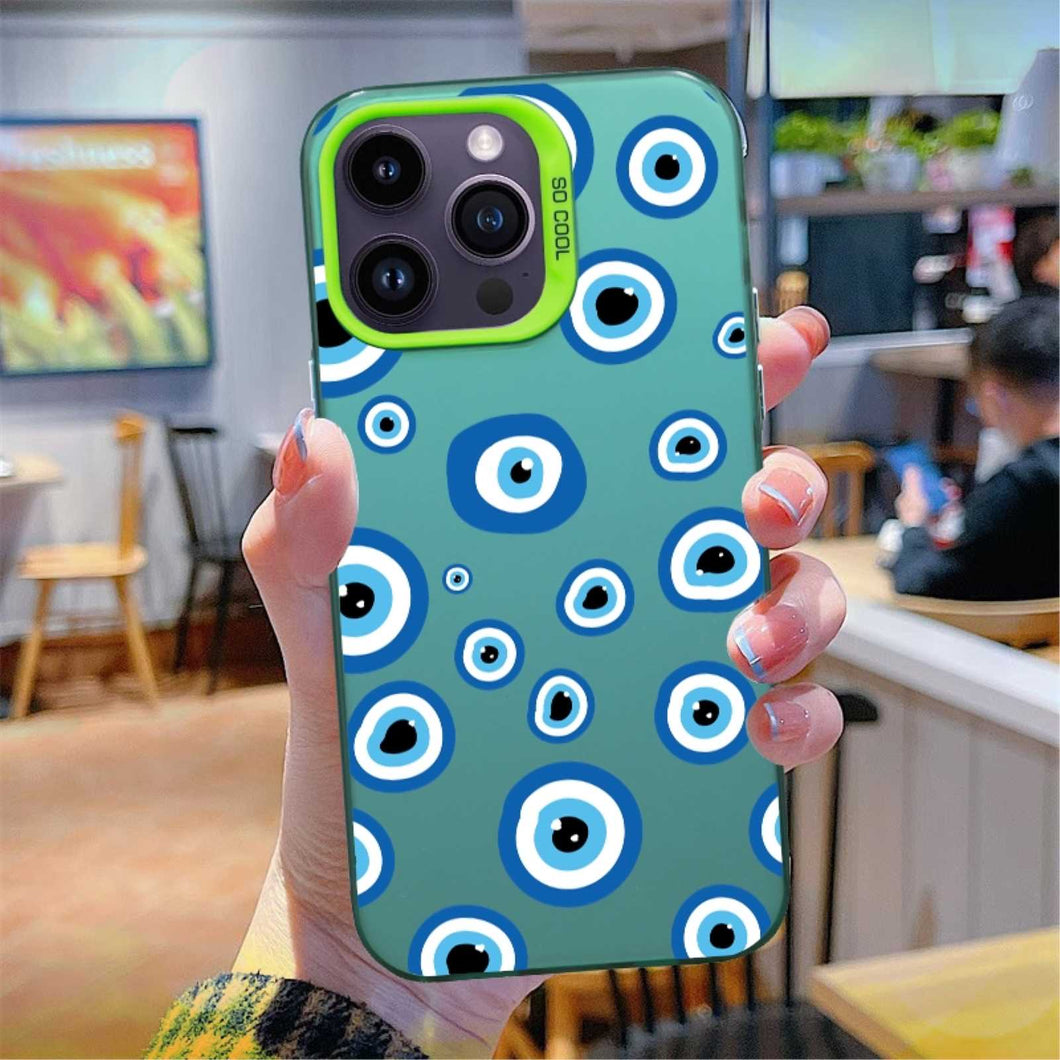 【BUY 4 ONLY PAY FOR 2】So Cool Case for iPhone with Unique Design, watercolor painting + Soft Frame with Independent Button Protective Case for iPhone -Evil Eyes2