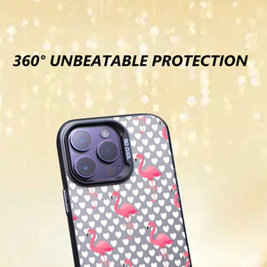 【BUY 4 ONLY PAY FOR 2】So Cool Case for iPhone with Unique Design, watercolor painting + Soft Frame with Independent Button Protective Case for iPhone -Flamingo Heart