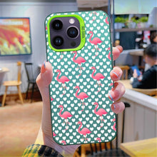 【BUY 4 ONLY PAY FOR 2】So Cool Case for iPhone with Unique Design, watercolor painting + Soft Frame with Independent Button Protective Case for iPhone -Flamingo Heart