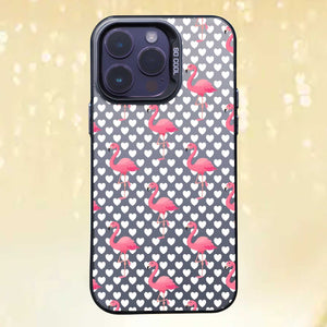 【BUY 4 ONLY PAY FOR 2】So Cool Case for iPhone with Unique Design, watercolor painting + Soft Frame with Independent Button Protective Case for iPhone -Flamingo Heart