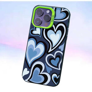 【BUY 4 ONLY PAY FOR 2】So Cool Case for iPhone with Unique Design, watercolor painting + Soft Frame with Independent Button Protective Case for iPhone -Blue Heart