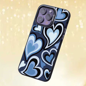 【BUY 4 ONLY PAY FOR 2】So Cool Case for iPhone with Unique Design, watercolor painting + Soft Frame with Independent Button Protective Case for iPhone -Blue Heart