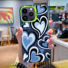 【BUY 4 ONLY PAY FOR 2】So Cool Case for iPhone with Unique Design, watercolor painting + Soft Frame with Independent Button Protective Case for iPhone -Blue Heart