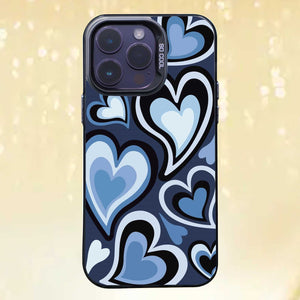 【BUY 4 ONLY PAY FOR 2】So Cool Case for iPhone with Unique Design, watercolor painting + Soft Frame with Independent Button Protective Case for iPhone -Blue Heart