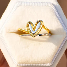 Minimalist Asymmetric Two-Tone Heart Ring for Women, Creative Stylish Casual Daily Accessory, Perfect Valentine's Day Gift HNJZ0013
