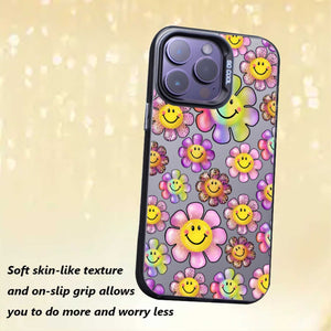 【BUY 4 ONLY PAY FOR 2】So Cool Case for iPhone with Unique Design, watercolor painting + Soft Frame with Independent Button Protective Case for iPhone -Smile Face Happy Flower