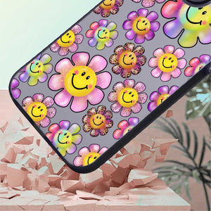 【BUY 4 ONLY PAY FOR 2】So Cool Case for iPhone with Unique Design, watercolor painting + Soft Frame with Independent Button Protective Case for iPhone -Smile Face Happy Flower