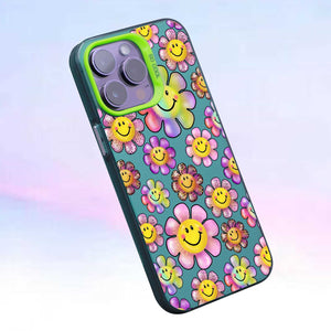 【BUY 4 ONLY PAY FOR 2】So Cool Case for iPhone with Unique Design, watercolor painting + Soft Frame with Independent Button Protective Case for iPhone -Smile Face Happy Flower