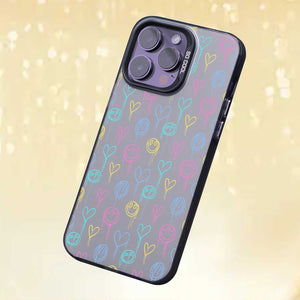 【BUY 4 ONLY PAY FOR 2】So Cool Case for iPhone with Unique Design, watercolor painting + Soft Frame with Independent Button Protective Case for iPhone -Graffiti Hearts Smile Face Smudges