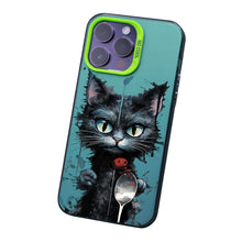 【BUY 4 ONLY PAY FOR 2】So Cool Case for iPhone with Unique Design, Watercolor Animal Hard Back + Soft Frame with Independent Button Protective Case for iPhone - Black Cat