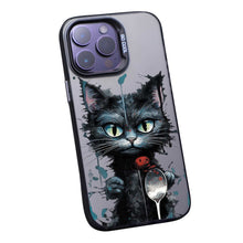 【BUY 4 ONLY PAY FOR 2】So Cool Case for iPhone with Unique Design, Watercolor Animal Hard Back + Soft Frame with Independent Button Protective Case for iPhone - Black Cat