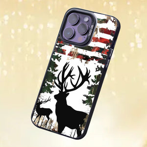 【BUY 4 ONLY PAY FOR 2】So Cool Case for iPhone with Unique Design, Hard Back + Soft Frame with Independent Button Protective Case for iPhone - a_camouflage with American flag trees