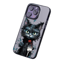 【BUY 4 ONLY PAY FOR 2】So Cool Case for iPhone with Unique Design, Watercolor Animal Hard Back + Soft Frame with Independent Button Protective Case for iPhone - Black Cat