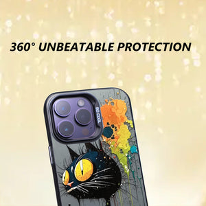 【BUY 4 ONLY PAY FOR 2】So Cool Case for iPhone with Unique Design, Watercolor Animal Hard Back + Soft Frame with Independent Button Protective Case for iPhone -cat painting