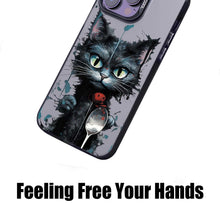 【BUY 4 ONLY PAY FOR 2】So Cool Case for iPhone with Unique Design, Watercolor Animal Hard Back + Soft Frame with Independent Button Protective Case for iPhone - Black Cat