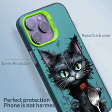 【BUY 4 ONLY PAY FOR 2】So Cool Case for iPhone with Unique Design, Watercolor Animal Hard Back + Soft Frame with Independent Button Protective Case for iPhone - Black Cat
