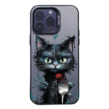 【BUY 4 ONLY PAY FOR 2】So Cool Case for iPhone with Unique Design, Watercolor Animal Hard Back + Soft Frame with Independent Button Protective Case for iPhone - Black Cat