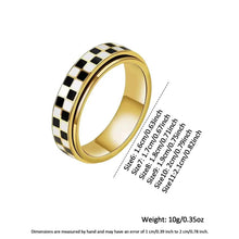 Checkered Fidget Ring for Adults, 18K Gold-Plated Stainless Steel, Stress Relief Accessory with Fashionable Geometric Design, Ideal Gift HNJZ0029