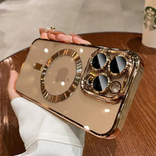 Luxury Metallic Edge Magnetic Phone Case, Raised Camera Protective Clear Case for iPhone,TPU Anti-Yellow Wireless Charging Back Cover HNSJK0036