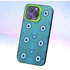 【BUY 4 ONLY PAY FOR 2】So Cool Case for iPhone with Unique Design, watercolor painting + Soft Frame with Independent Button Protective Case for iPhone -Evil Eyes Hamsa Hand