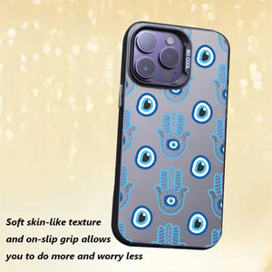 【BUY 4 ONLY PAY FOR 2】So Cool Case for iPhone with Unique Design, watercolor painting + Soft Frame with Independent Button Protective Case for iPhone -Evil Eyes Hamsa Hand