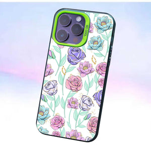 【BUY 4 ONLY PAY FOR 2】So Cool Case for iPhone with Unique Design, watercolor painting + Soft Frame with Independent Button Protective Case for iPhone -Lotus Rose