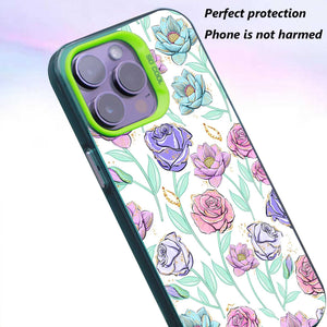 【BUY 4 ONLY PAY FOR 2】So Cool Case for iPhone with Unique Design, watercolor painting + Soft Frame with Independent Button Protective Case for iPhone -Lotus Rose