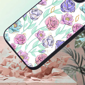 【BUY 4 ONLY PAY FOR 2】So Cool Case for iPhone with Unique Design, watercolor painting + Soft Frame with Independent Button Protective Case for iPhone -Lotus Rose