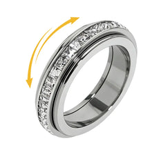 Anxiety Rings for Women and Men Titanium Steel Spinner Fidget Band Rings with Cubic Zirconia for Stress Relief and Wedding Promise Comfort Fit Size 5 to 12 HNJZ0012