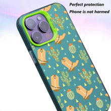 【BUY 4 ONLY PAY FOR 2】So Cool Case for iPhone with Unique Design, watercolor painting + Soft Frame with Independent Button Protective Case for iPhone -Cactus Western Boots