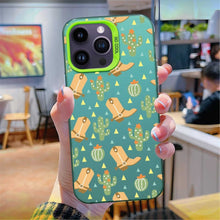 【BUY 4 ONLY PAY FOR 2】So Cool Case for iPhone with Unique Design, watercolor painting + Soft Frame with Independent Button Protective Case for iPhone -Cactus Western Boots