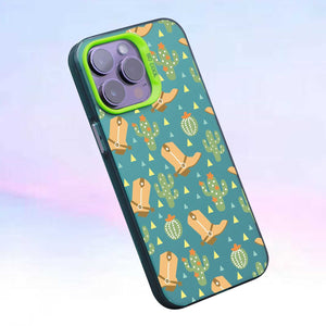 【BUY 4 ONLY PAY FOR 2】So Cool Case for iPhone with Unique Design, watercolor painting + Soft Frame with Independent Button Protective Case for iPhone -Cactus Western Boots