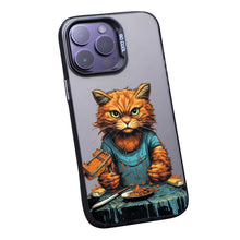 【BUY 4 ONLY PAY FOR 2】So Cool Case for iPhone with Unique Design, Watercolor Animal Hard Back + Soft Frame with Independent Button Protective Case for iPhone - Cat Holding Knife