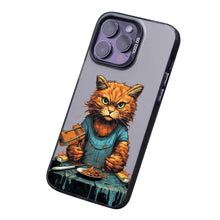 【BUY 4 ONLY PAY FOR 2】So Cool Case for iPhone with Unique Design, Watercolor Animal Hard Back + Soft Frame with Independent Button Protective Case for iPhone - Cat Holding Knife
