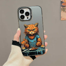 【BUY 4 ONLY PAY FOR 2】So Cool Case for iPhone with Unique Design, Watercolor Animal Hard Back + Soft Frame with Independent Button Protective Case for iPhone - Cat Holding Knife