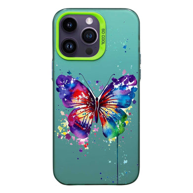 【BUY 4 ONLY PAY FOR 2】So Cool Case for iPhone with Unique Design, Watercolor Animal Hard Back + Soft Frame with Independent Button Protective Case for iPhone - Butterfly