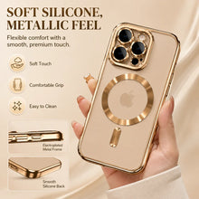Luxury Metallic Edge Magnetic Phone Case, Raised Camera Protective Clear Case for iPhone,TPU Anti-Yellow Wireless Charging Back Cover HNSJK0036