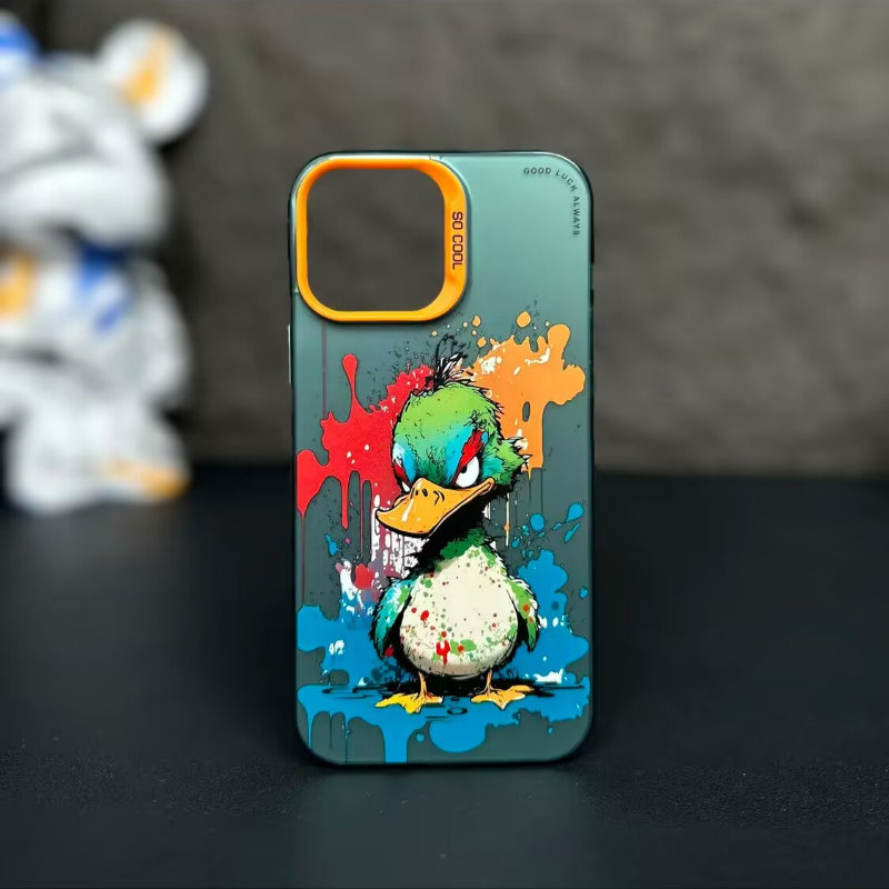 【BUY 4 ONLY PAY FOR 2】So Cool Case for iPhone with Unique Design, Watercolor Animal Hard Back + Soft Frame with Independent Button Protective Case for iPhone - Ugly duckling