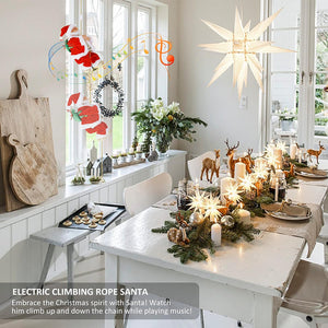 Electric Climbing Santa Claus Ladder with Parachute Christmas Tree Toy with LED Indoor Outdoor Christmas Holiday Decoration