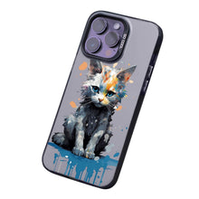 【BUY 4 ONLY PAY FOR 2】So Cool Case for iPhone with Unique Design, Watercolor Animal Hard Back + Soft Frame with Independent Button Protective Case for iPhone - Sitting Cat